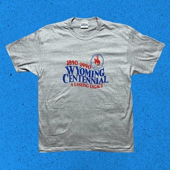 Vintage Wyoming t shirt single stitch men’s XL rare centennial print like new - Picture 5 of 6